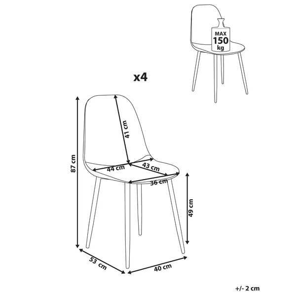 Lot de 4 chaises de salle à manger CRANDALL Tissu Beige