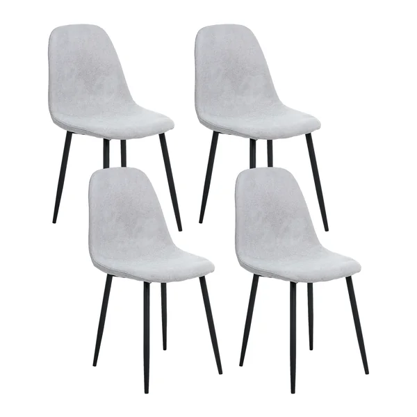 Lot de 4 chaises de salle à manger CRANDALL Tissu Gris clair