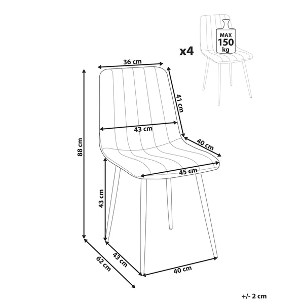 Lot de 4 chaises de salle à manger KALISPELL Velours Blanc cassé
