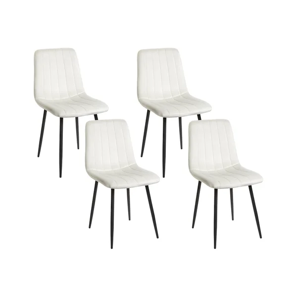 Lot de 4 chaises de salle à manger KALISPELL Velours Blanc cassé