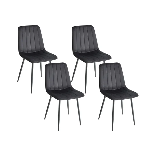 Lot de 4 chaises de salle à manger KALISPELL Velours Noir