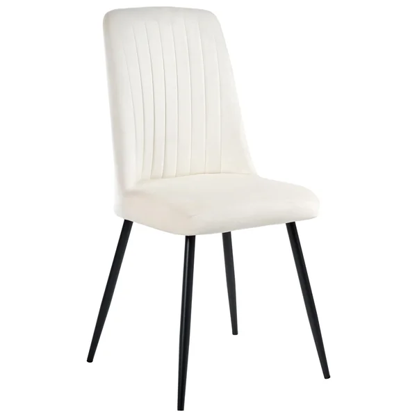 Lot de 4 chaises de salle à manger KIRBY Velours Blanc cassé