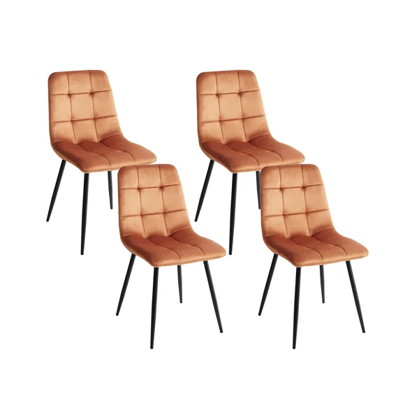 Lot de 4 chaises de salle à manger POWELL Velours Orange