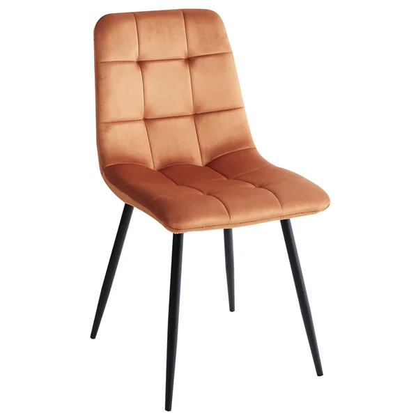Lot de 4 chaises de salle à manger POWELL Velours Orange