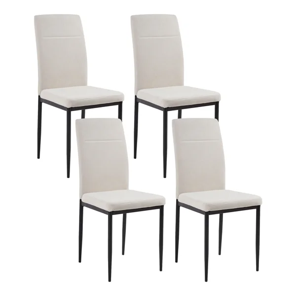 Lot de 4 chaises de salle à manger RINER Tissu Beige clair