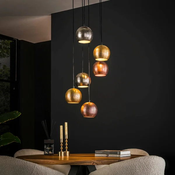 Luminaire vintage 6 lampes globes en verre RALF