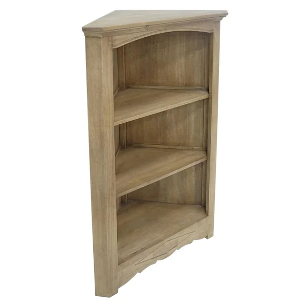Meuble de rangement d'angle ouvert Hévéa 3 niches 78x45x124cm TRADITION