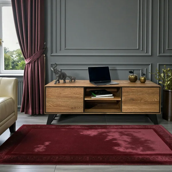 Meuble tv en bois de chêne brun et pieds obliques PALERME