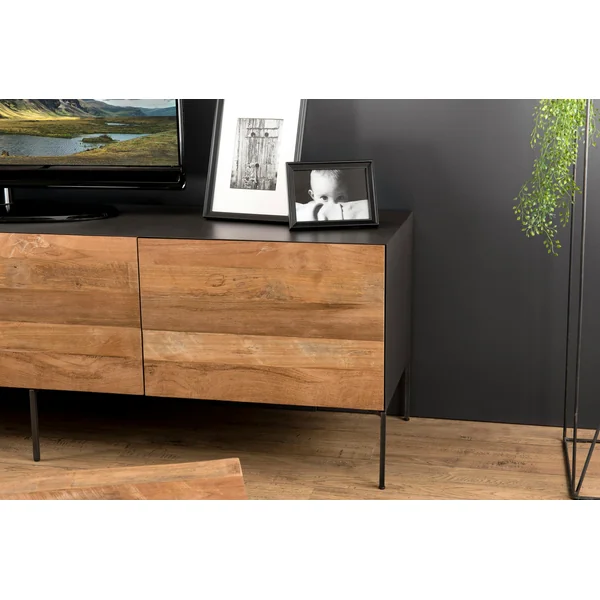 Meuble tv moderne teck recyclé 2 portes PANAMA