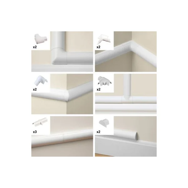 Multi-pack d'accessoires pour goulotte D-Line blanche 16 x 8 mm