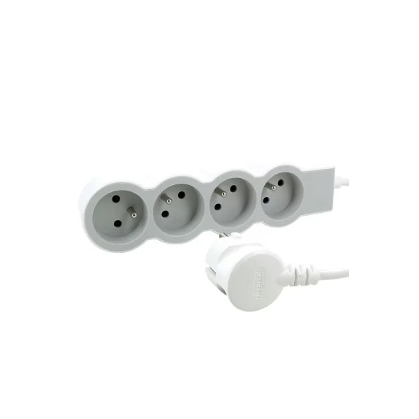 Multiprise 4 prises Legrand blanc et gris 3 m