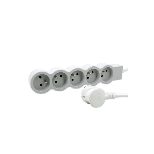 Multiprise 5 prises Legrand blanc et gris 3 m