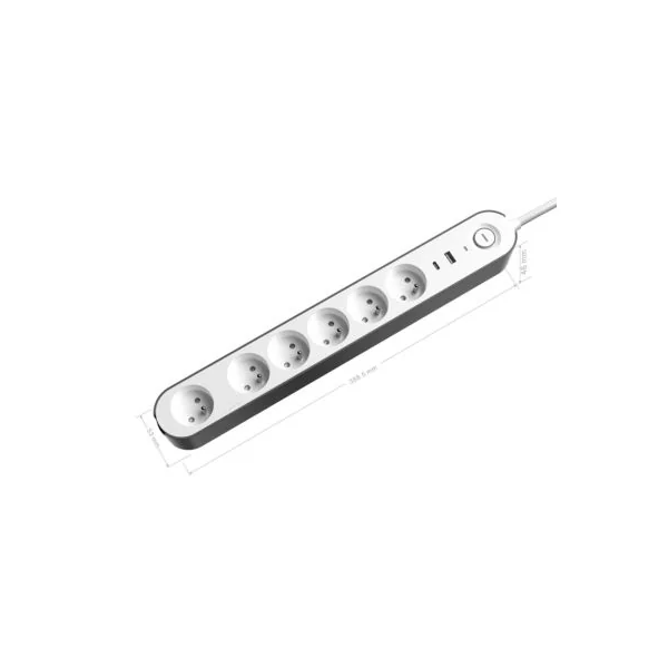 Multiprise 6 prises + 2 USB Jacobsen 1.5 m blanche