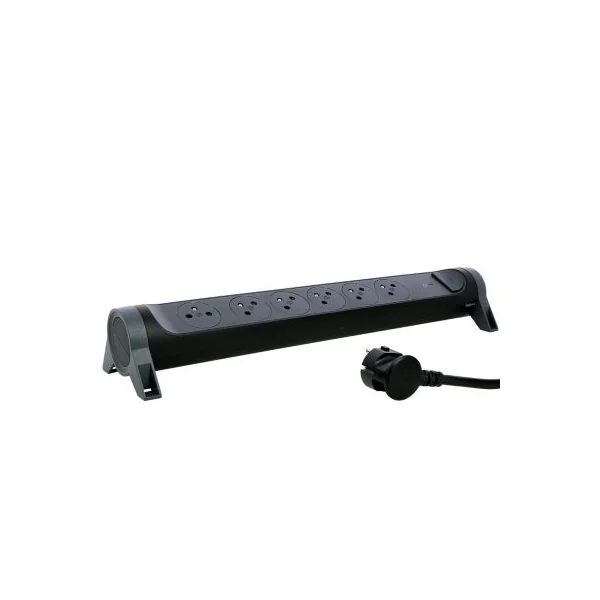 Multiprise parafoudre 6 prises Legrand noir et gris 1.5 m
