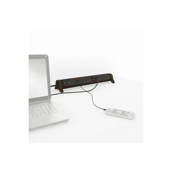 Multiprise parafoudre avec interrupteur 5 prises + + 2 chargeurs USB-A et C Legrand noir et gris 1.5 m