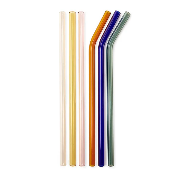 Pailles en verre reutilisables colorees