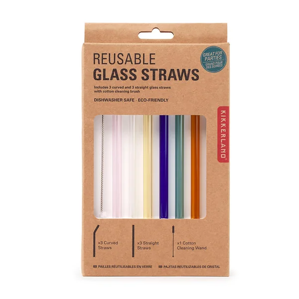 Pailles en verre reutilisables colorees