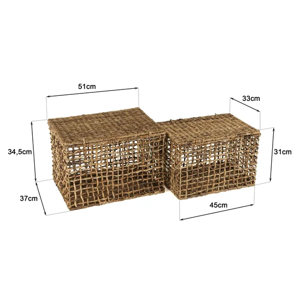 Panier de rangement / coffre en chanvre tressé (lot de 2) SWING