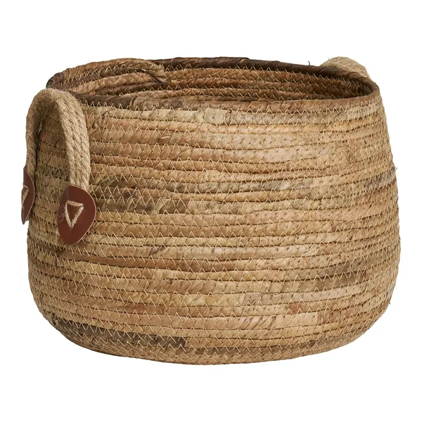 Panier de rangement rond avec poignées, en feuille de bananier (lot de 2)