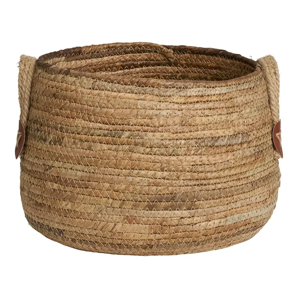 Panier de rangement rond avec poignées, en feuille de bananier (lot de 2)