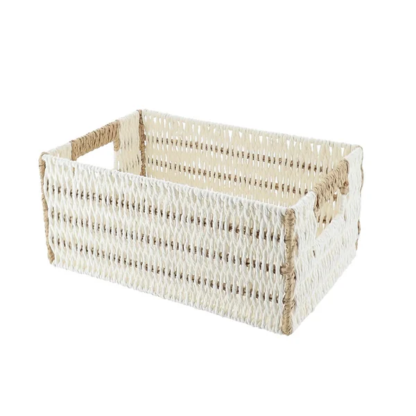 PANIERE PAPIER BICOLORE 30X20.5X13.5CM BLANC NATUREL