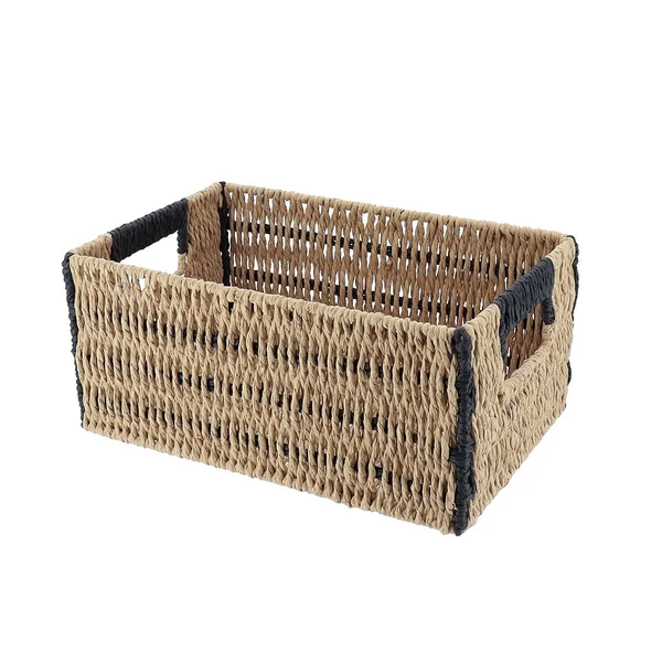 PANIERE PAPIER BICOLORE 30X20.5X13.5CM NATUREL NOIR