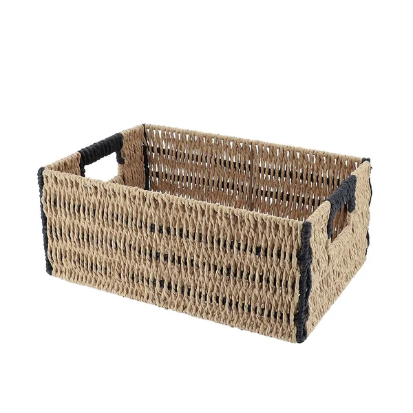 PANIERE PAPIER BICOLORE 34X23.5X14CM NATUREL NOIR