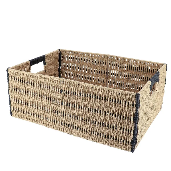 PANIERE PAPIER BICOLORE 44X31X17CM NATUREL NOIR