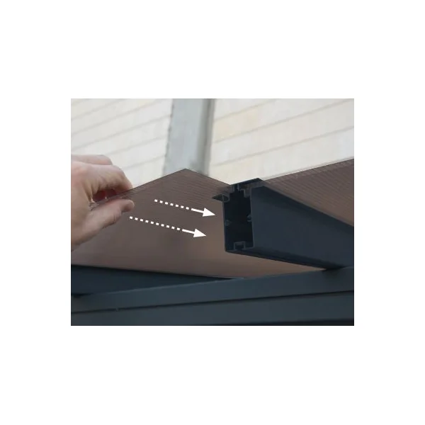 Pergola adossée fixe aluminium Canopia by Palram Capri gris bronze 3 x 8,51 m