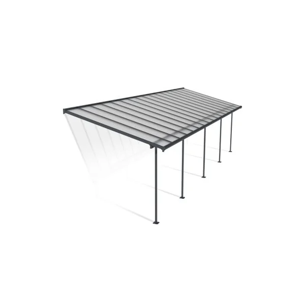 Pergola adossée Sierra Palram Canopia aluminium et polycarbonate gris 3 x 9,8m