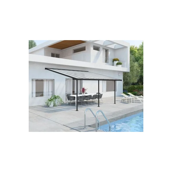 Pergola adossée Sierra Palram Canopia aluminium gris 3 x 5.6 cm