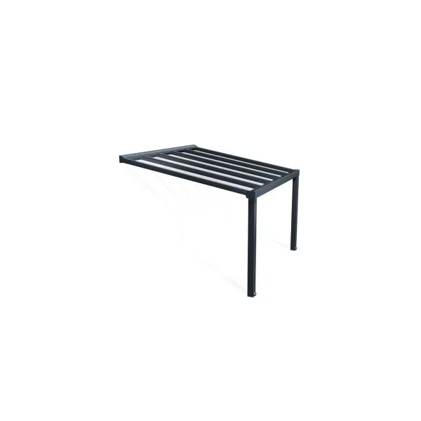 Pergola adossée Stockholm Palram Canopia aluminium et polycarbonate gris 3,32 x 3,7m