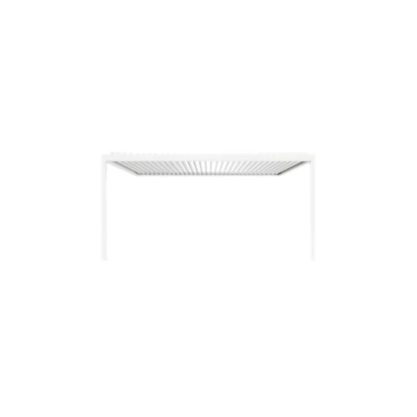 Pergola bioclimatique adossée motorisée Salto Alumin'home aluminium blanc RAL 9010 - 5 x 3 m avec LED intégrés