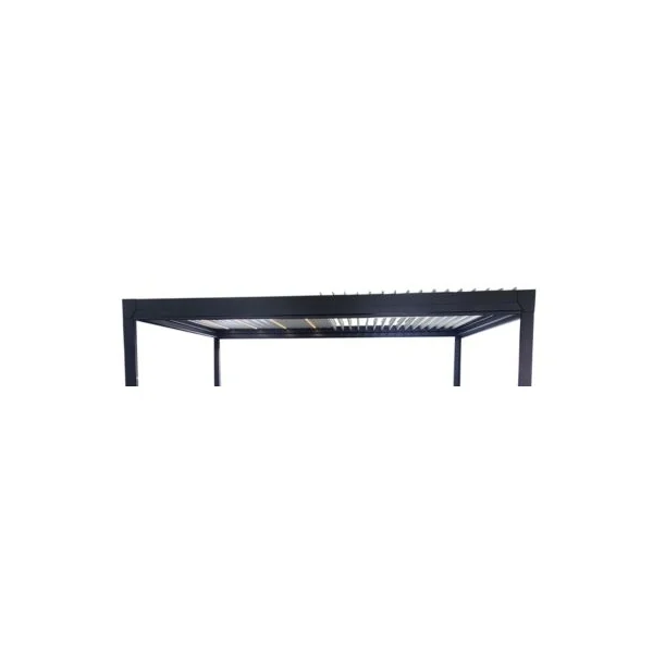 Pergola bioclimatique autoportante motorisée Actual aluminium noir RAL 2100 - 6 x 4 m Green Outside avec LED intégrés