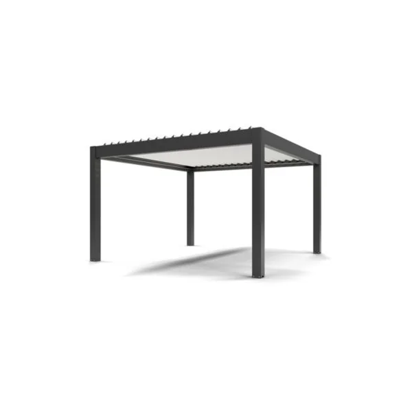 Pergola bioclimatique autoportante motorisée aluminium 4ALU Vali 4 x 4 m gris anthracite 7016 lames blanches avec LED