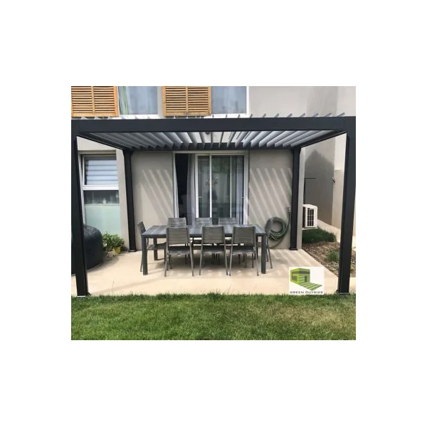 Pergola bioclimatique autoportante motorisée aluminium Green Outside Actual 4 x 3 m