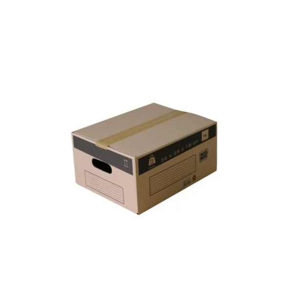 Petit carton déménagement large avec poignées H. 18 x L. 36 x l. 28 cm, capacité 18 L Pack and Mo vendu par 20 pièces