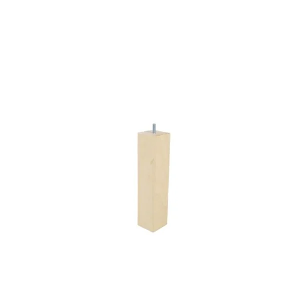 Pied de lit carré en hêtre Bar Plus texture bois H. 25 x L. 5,5 cm