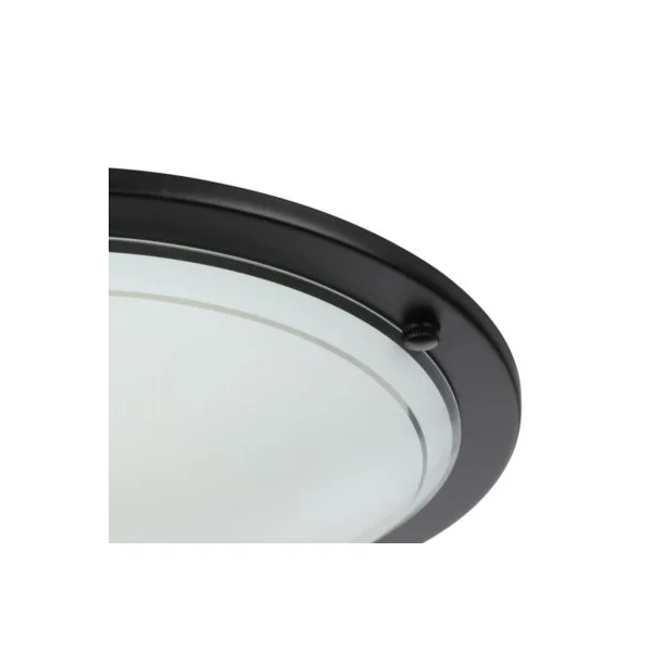 Plafonnier E27 42W GoodHome Hubaa noir mat H.8 x Ø29 cm