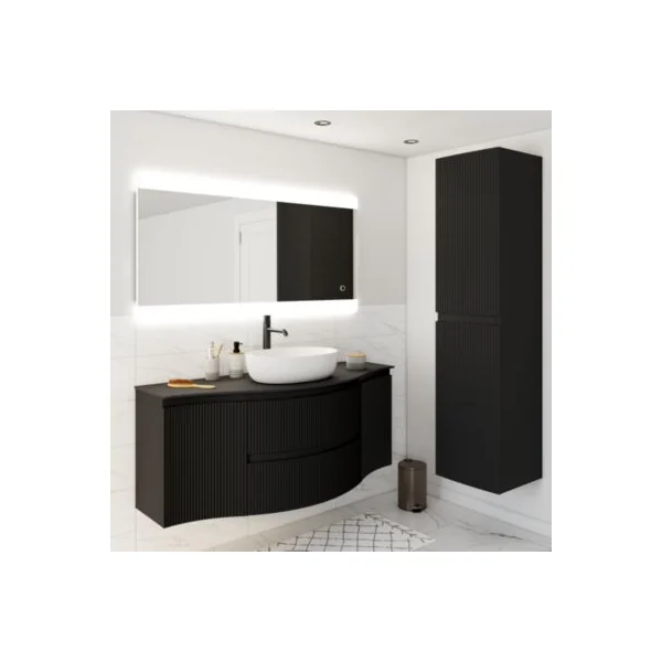 Plan de toilette pour vasque à poser version centre Vague noir mat 137,8 cm