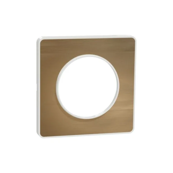 Plaque de finition 1 poste Schneider Electric Odace Touch S52C802L coloris bronze avec liseré blanc l.85 x P.10 x H.85 mm