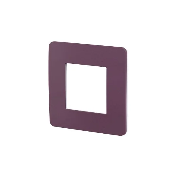 Plaque de finition 1 poste Schneider Electric Unica Studio Color NU280214F coloris prune avec liseré blanc l.85 x P.10 x H.85 mm