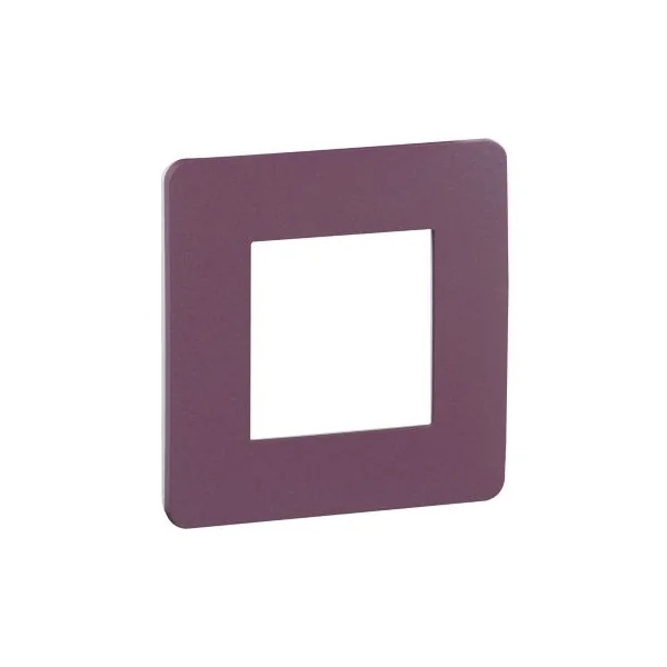Plaque de finition 1 poste Schneider Electric Unica Studio Color NU280214F coloris prune avec liseré blanc l.85 x P.10 x H.85 mm