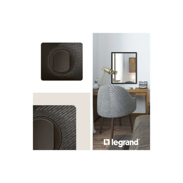 Plaque de finition 2 postes Legrand Céliane CP0722 coloris noir météore l.161 x P.9 x H.82 mm