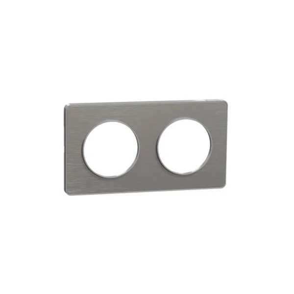 Plaque de finition 2 postes Schneider Electric Odace Touch S530804J coloris aluminium avec liseré aluminium l.156 x P.10 x H.85 mm