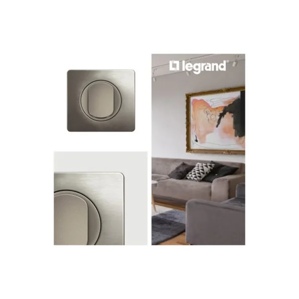 Plaque de finition 3 postes Legrand Céliane CP1823 coloris acier satiné l.232 x P.9 x H.82 mm