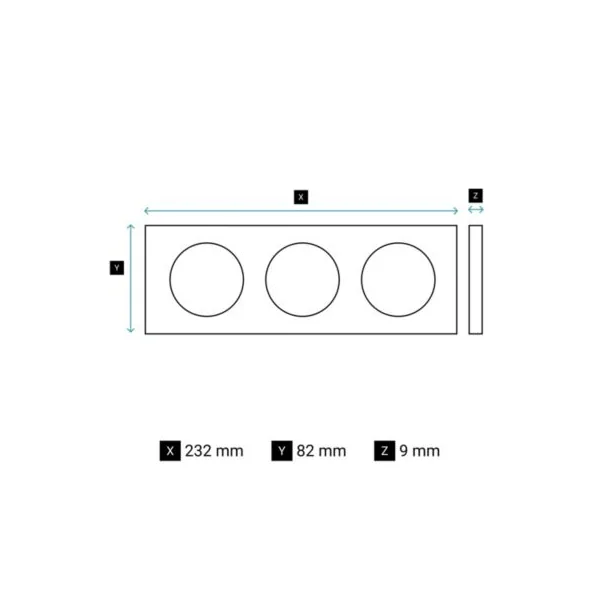 Plaque de finition 3 postes Legrand Céliane CP1823 coloris acier satiné l.232 x P.9 x H.82 mm