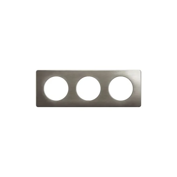 Plaque de finition 3 postes Legrand Céliane CP1823 coloris acier satiné l.232 x P.9 x H.82 mm