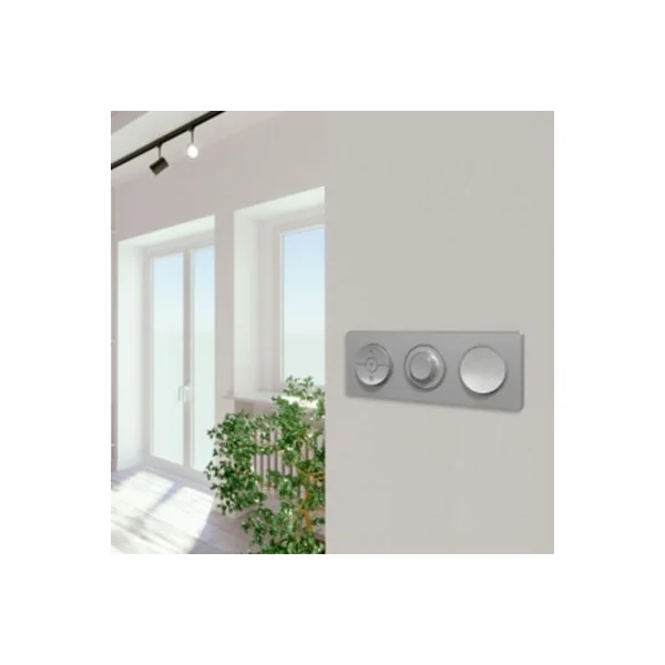 Plaque de finition 3 postes Schneider Electric Odace Touch S530806 coloris aluminium l.227 x P.10 x H.85 mm