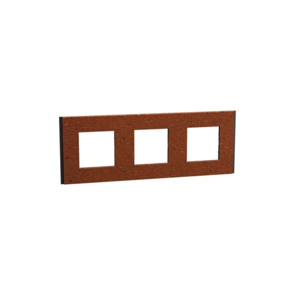Plaque de finition 3 postes Schneider Electric Unica Déco Signature NU600671 coloris terracotta l.234 x P.10,25 x H.85 mm